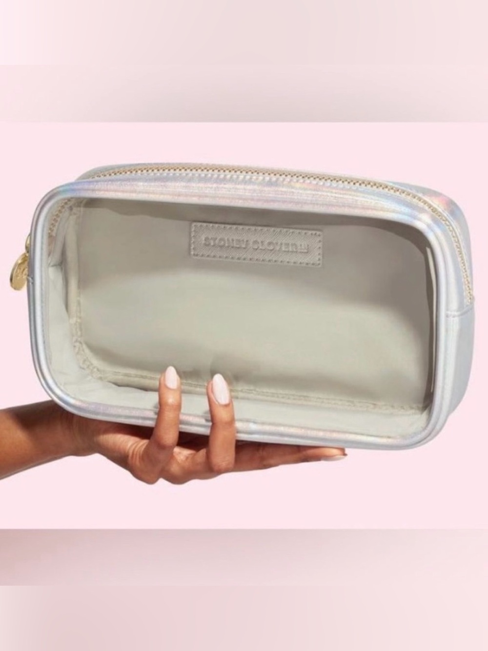 Stoney Clover Lane Shimmer silver iridescent small pouch NIB